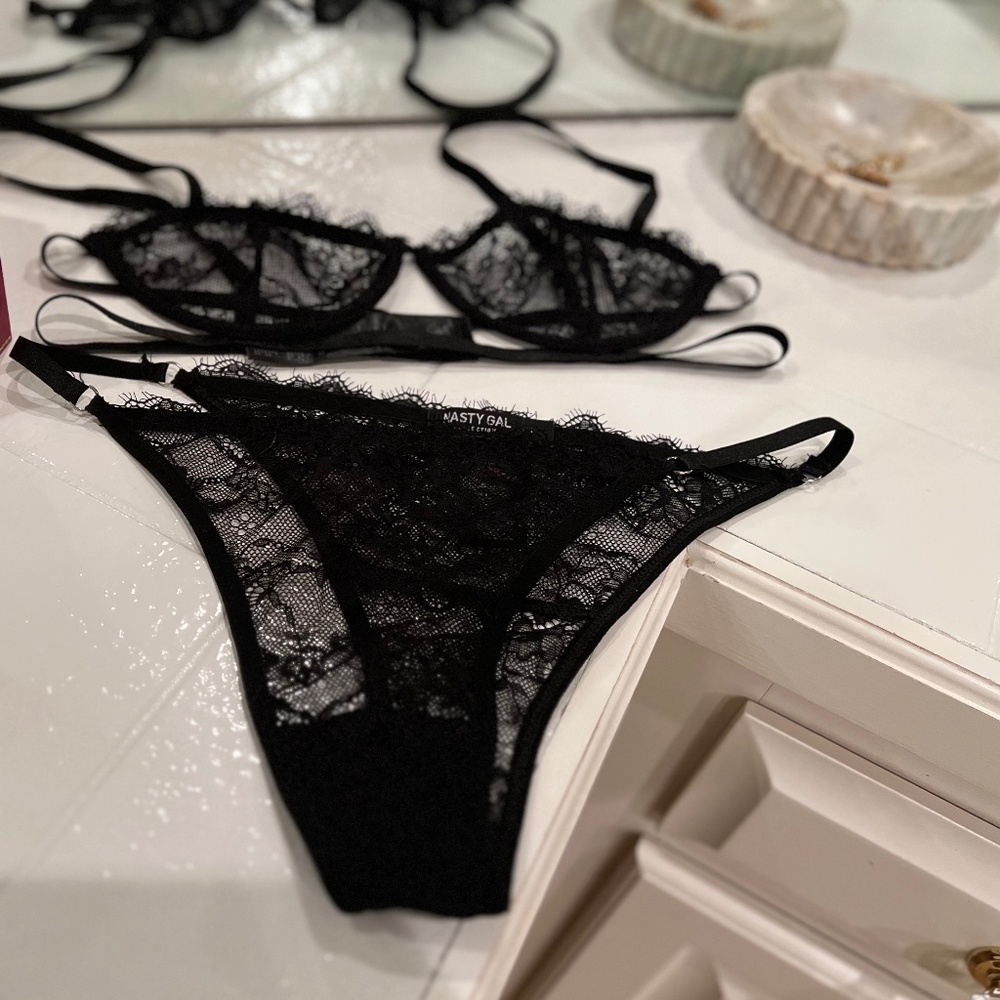 Nasty Gal Cut out underwire bra and lingerie set
